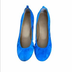 J Crew Blue Suede Round Toe Slip On Ballet Flats Size 7
